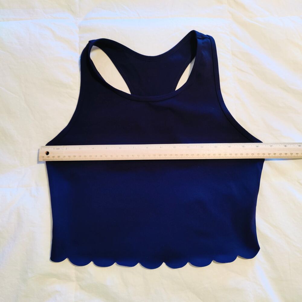 Attraco Navy Athletic Tank Sports Bra Scalloped Hem Activewear L - Picture 4 of 8